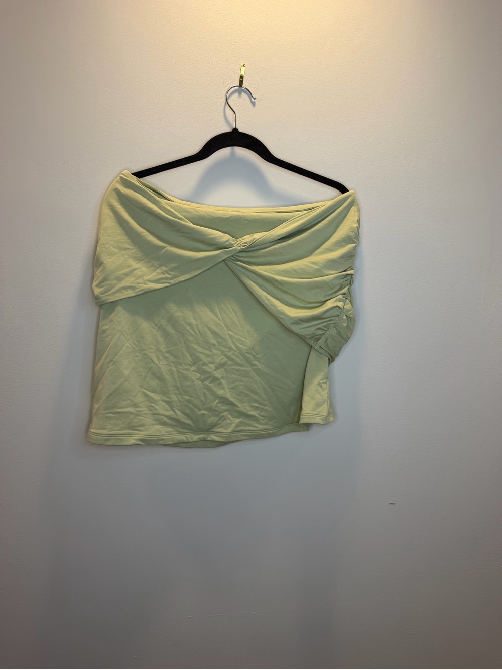 Asymmetrical Twist-Front Light Green tube top XL modal-blend